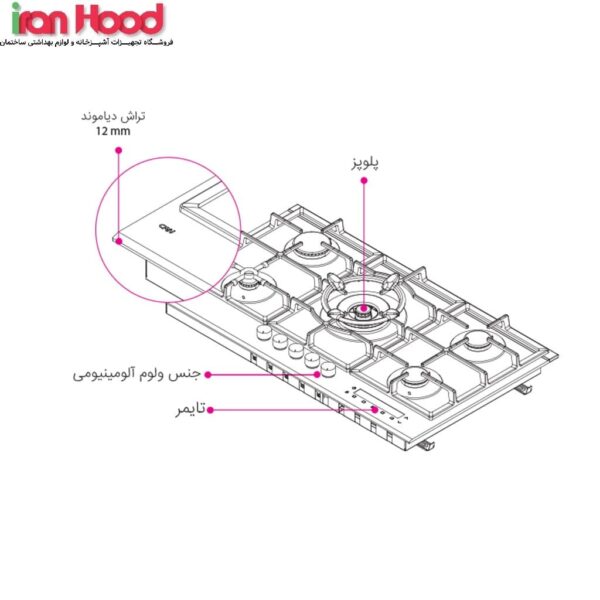 اجاق گاز صفحه ای کن مدل GT 502