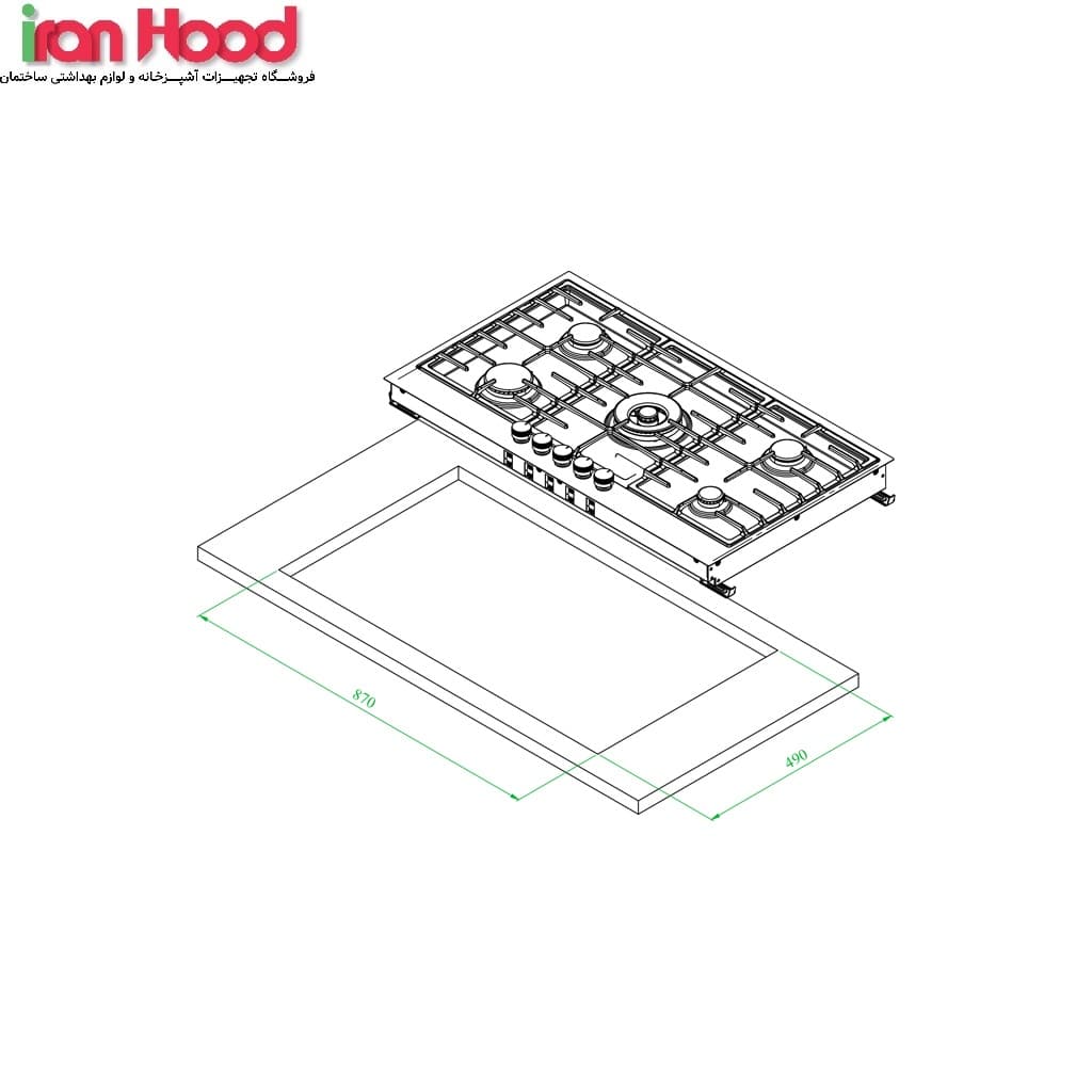 Reco4 ابعاد برش اجاق گاز صفحه ای کن مدل رکو Reco